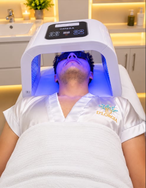 Sesión de fototerapia LED para acné en DLorgia